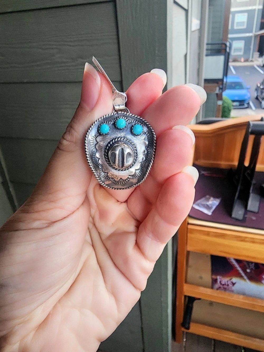 Bobby Platero Navajo Turquoise Cowboy Hat Pendant